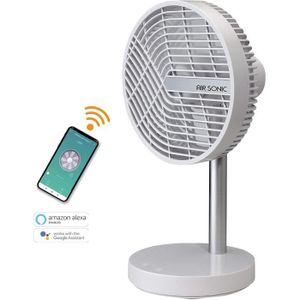 VENTILATEUR Ventilateur de table Silencieux et Puissant avec Batterie Rechargeable - WI-Fi App Contrôle Vocal - 4 vitesses - Oscillant Portable