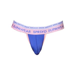 STRING - TANGA Supawear - Sous-vêtement Hommes - Jockstrap Homme - Dual Thong Colour Blocked - Bleu - 1 x