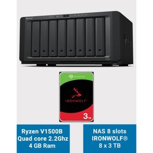 SERVEUR STOCKAGE - NAS  Synology DS1821+ Serveur NAS 8 baies IRONWOLF 24To