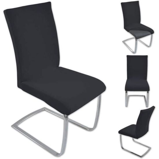 Housses De Siège Universelles En Spandex - Lot De 6, Gris Anthracite, Anti-dérapant, Lavables