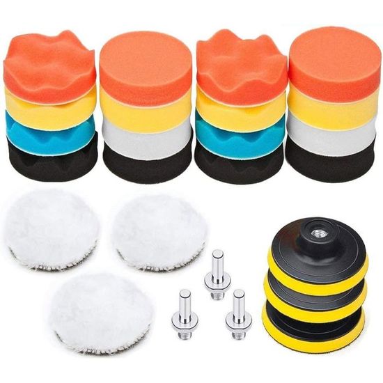 Kit De 23 éponges De Polissage Auto-adhésives Pour Voiture - Pour Polish, Cirage, Meulage - Compatible Perceuse