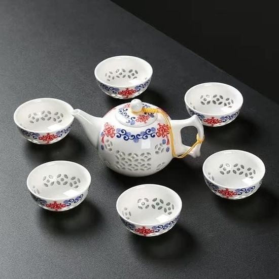 Ensemble Thé Kung Fu Céramique Chinoise Traditionnelle – 4 Tasses Élégantes #1