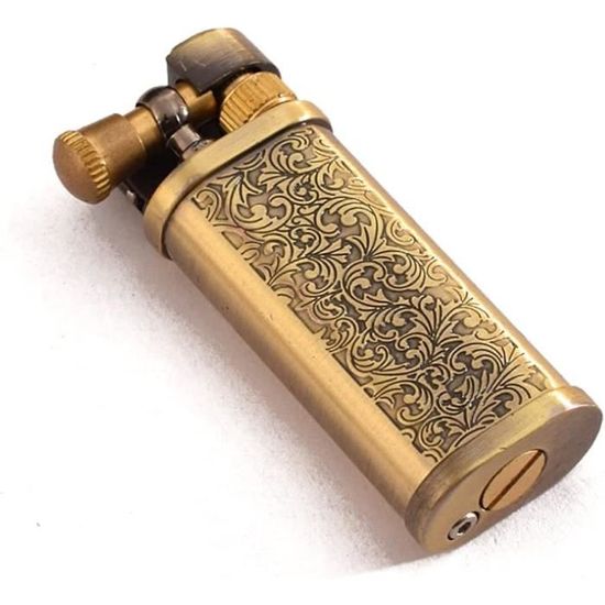 Briquet Vintage Réutilisable Coupe-Vent - Allumage Robotisé - Kérosène - Cadeau Homme Argenté
