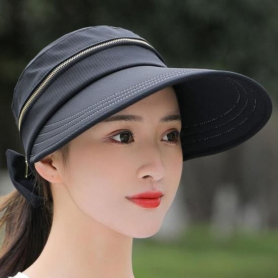 Visière Casquette Femme CHUANGOU - Anti-UV Bord 15cm - Transformable En Serre-tête - Coton - Tour Tête 54-58cm