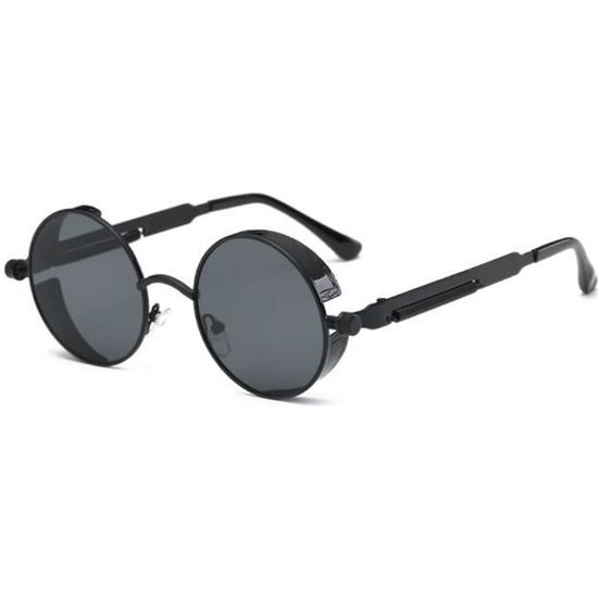 Lunettes De Soleil Steampunk à Verres Relevables - Style Rétro Rond Métal Pour Moto, Déguisement Et Look Quotidien