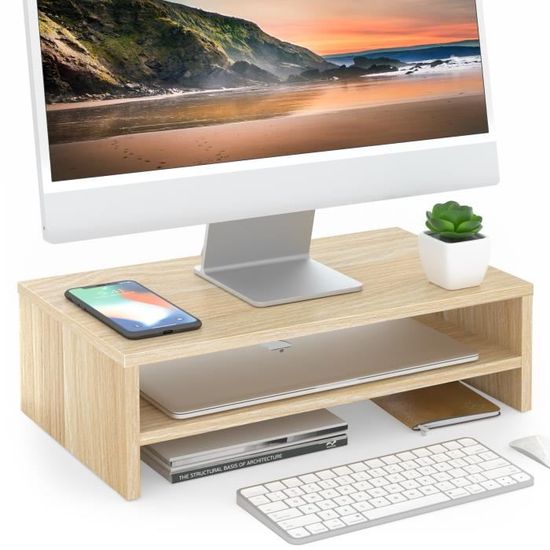 Réhausseur d'écran en Bois,Support de Moniteur Réglable,Support d