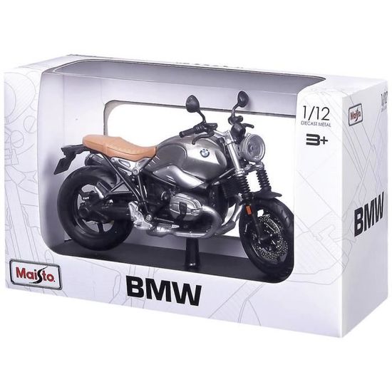 Modèle réduit de moto - MAISTO - BMW R Nine T Scrambler 1:12 - Pneus en caoutchouc mobiles - Suspension arrière