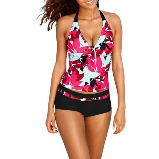 Tankini Grande Taille Femme Push Up – Maillot 2 Pièces Taille Haute Short Contrôle Ventre