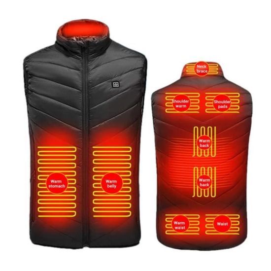 Manteau Chauffant électrique USB - 3 Niveaux De Température, 5 Zones De Chauffe, Lavable, Pour Ski, Chasse, Plein Air