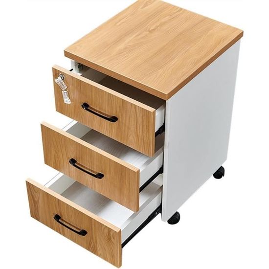 Organisateur De Bureau En Bois Avec 2 Tiroirs Pour Rangement, Naturel