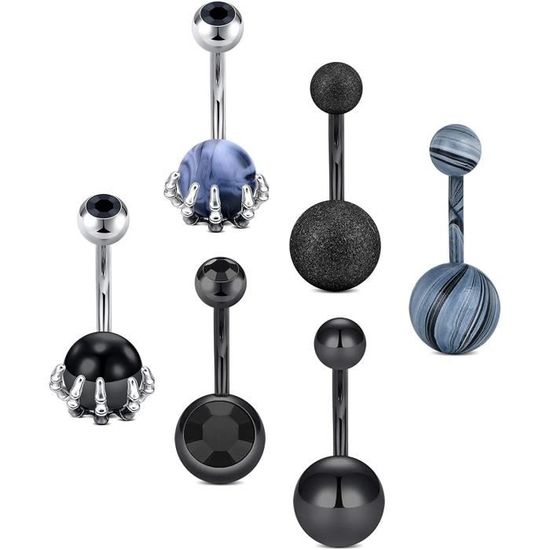 Piercings Nombril Auiremrti 4 Pièces - Acier Inoxydable Chirurgical, CZ, Fermoir Clicker - Bijoux Ventre Stylés