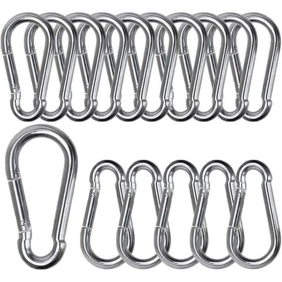 Lot 6 Mousquetons Escalade 32mm Biqing - Acier Inox 316 Pour Camping Et Randonnée