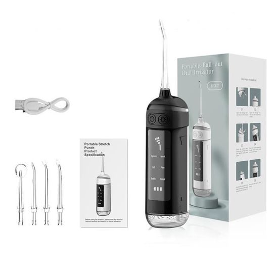 Jet Hydropulseur Dentaire Professionnel 600ml – 10 Niveaux De Pression, Réservoir Amovible – Noir