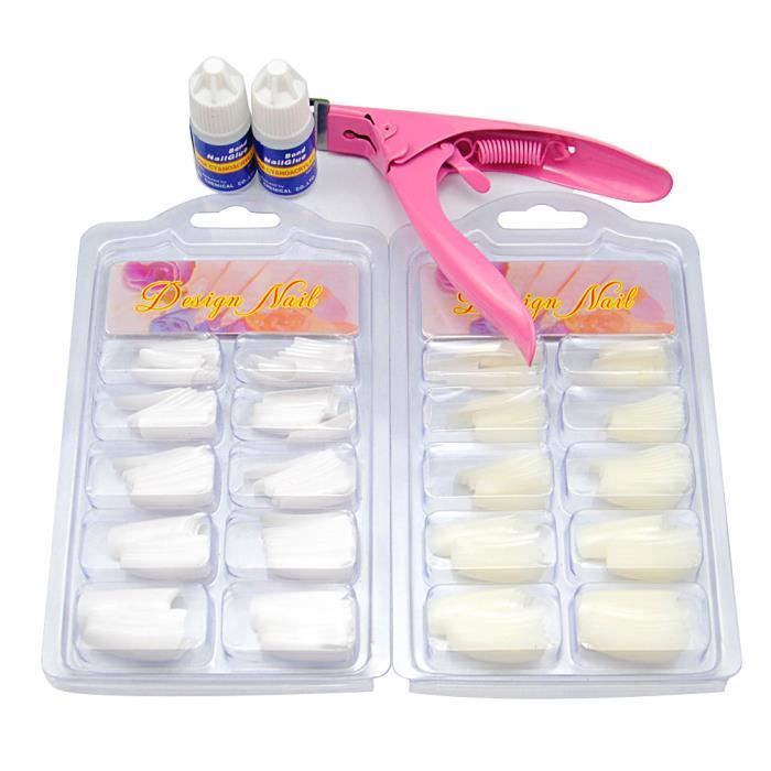 Faux Ongle avec Colle Capsule Pour Ongle Nail Glue Pince Coupe Ongle Nail Art Kit