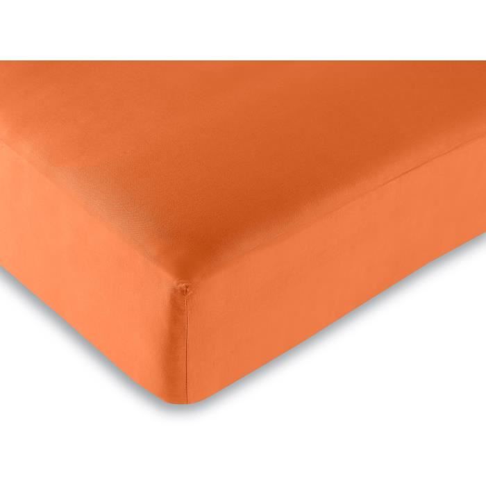 Drap housse toutes dimensions 100% Coton/57 fils/cm² - Dimension de drap housse: 160 x 200 cm - Couleur: Linge de lit Orange