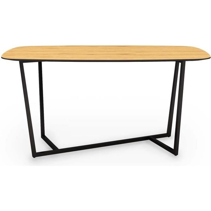 Table à manger design industriel en bois et métal noir 6 personnes ALANIS