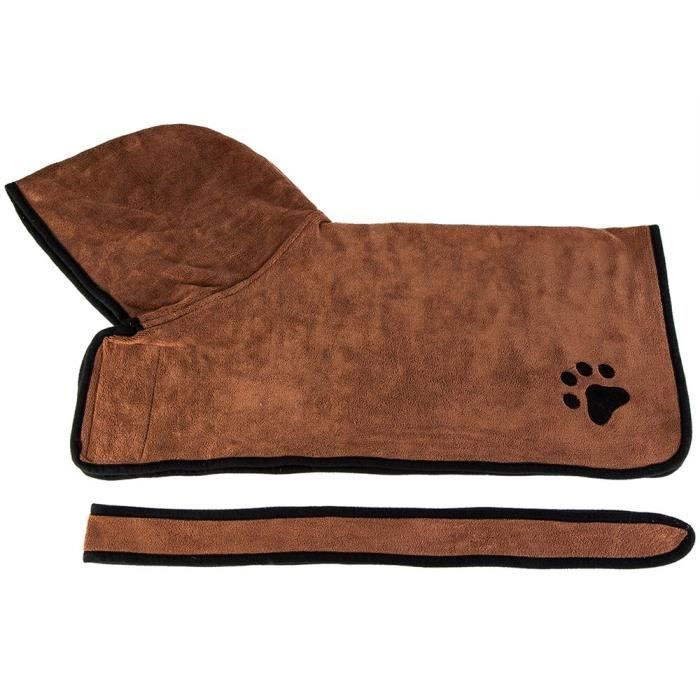 Serviette peignoir,Serviette de bain en microfibre Super absorbante Peignoir pour chien de compagnie, serviette de - Type Brown-L