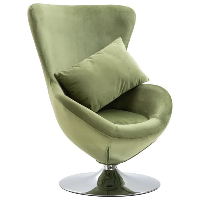 Magnifique Fauteuil Relaxation pivotant - Fauteuil Relax Confortable Fauteuil Chaises de Salon en forme d’œuf avec coussin Vert
