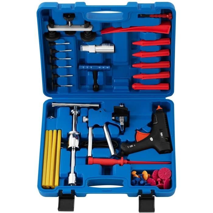 MSW MSW-DA-13 Kit d'Outils De Débosselage Carrosserie sans Peinture Ventouses DSP PDR (Puissance : 80 W, 19 ventouses, Matériau A73