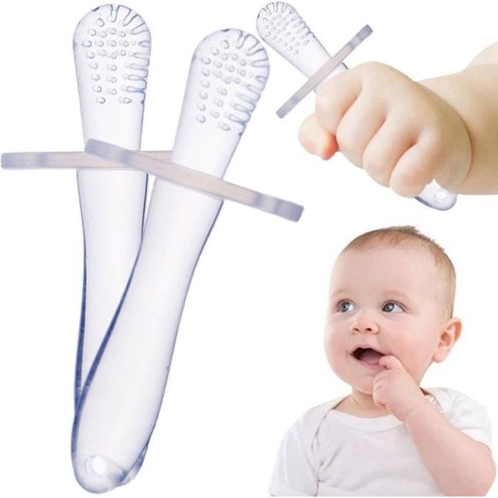 NOUVEAUTE Anneau De Dentition Jouet De Dentition Brosse Outil De Soin Des Dents pour BÉBÉ Silicone (X2 pièces)