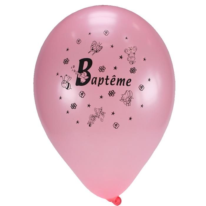 Sachet De 10 Ballons Rose ''Baptême''