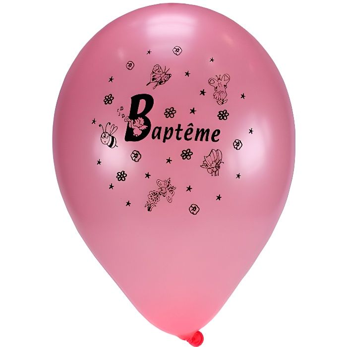 Sachet De 10 Ballons Rose ''Baptême''