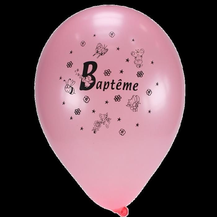 Sachet De 10 Ballons Rose ''Baptême''