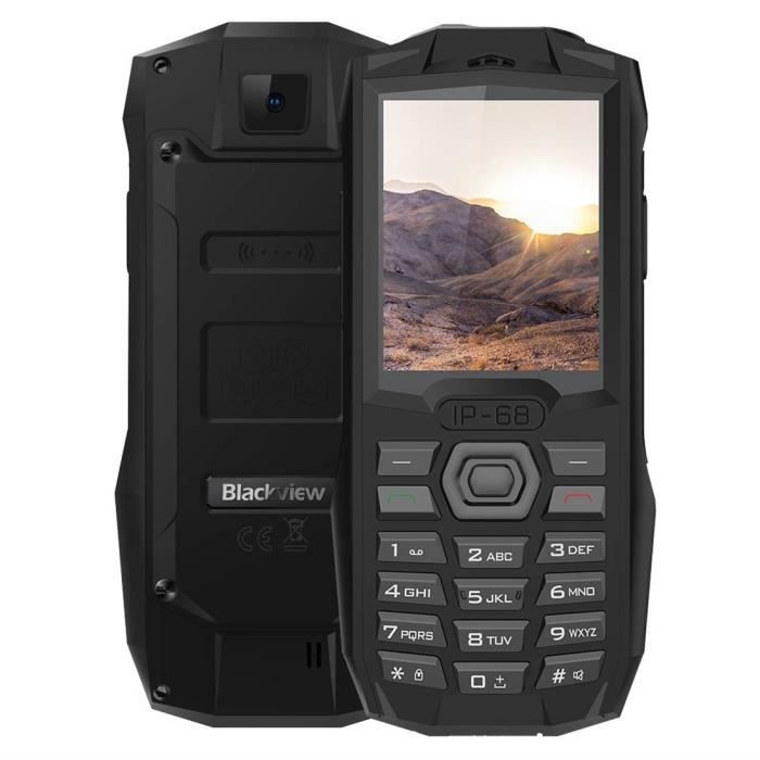 Smartphone Blackview BV1000 Senior Téléphone Portable Incassable 2,4 pouces 3000mAh Batterie IP68 étanche Antichoc Écran - Noir