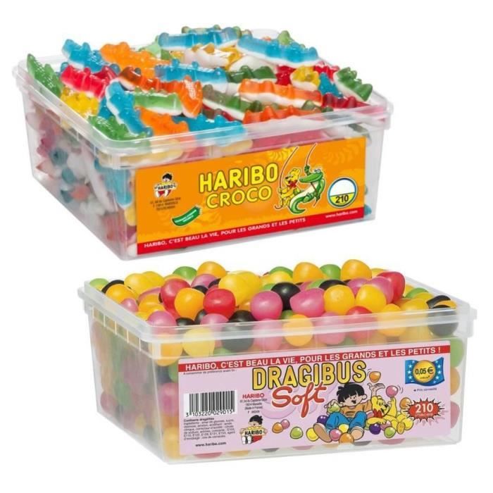 HARIBO 300 pièces Dragibus Soft + Bac 210 Croco