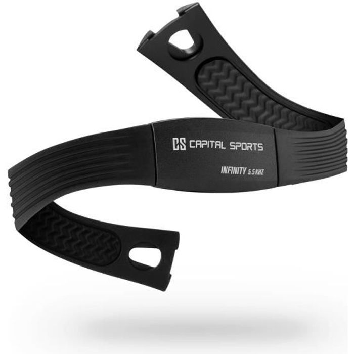 CAPITAL SPORTS Pulse 5.5 Ceinture cardio fréquencemètre - Pile CR2032 longue durée - Etanchéité IPX7 - Sangle réglable - Noir