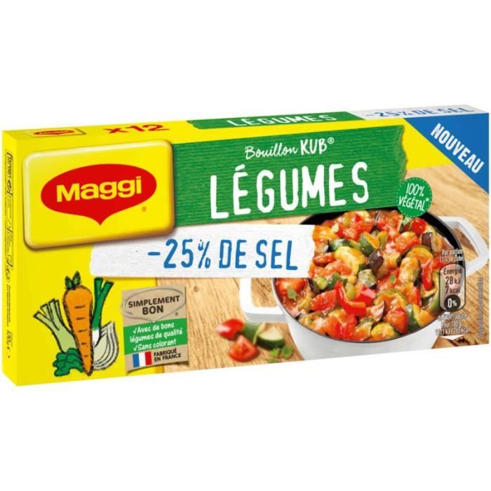 MAGGI Bouillon Kub Légumes -25% de sel - 12 tablettes