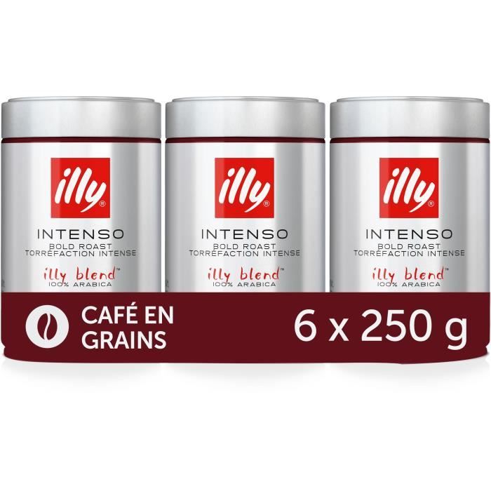 ILLY Café en Grains Intenso - 100% Arabica - 6 boîtes de 250g soit 1,5kg