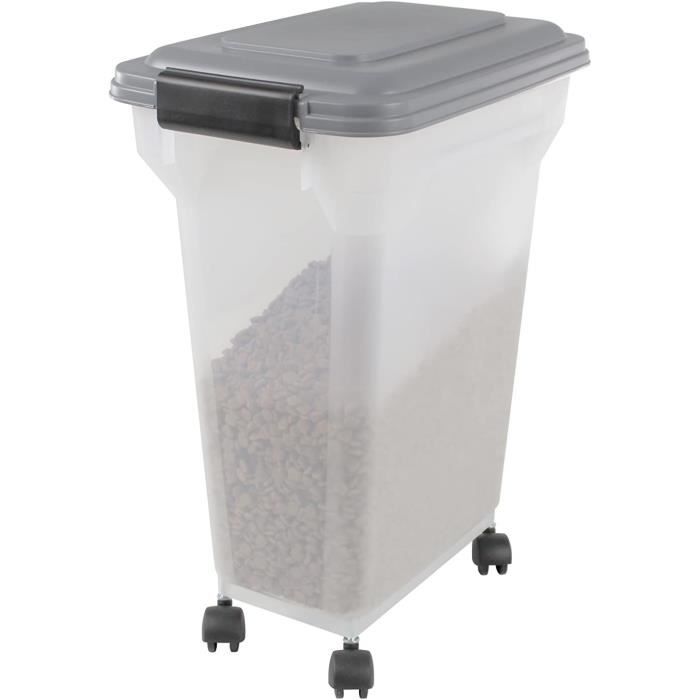 IRIS OHYAMA - Conteneur / Boite à croquette - Pelle- Roulettes incluses - Pour chien & chat - Air Tight Food Container - Gris