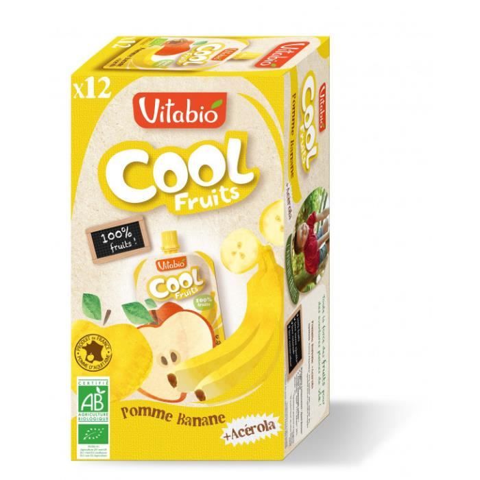 Vitabio - Cool Fruits Banane Pomme - Bio - Etui carton - 12x90g