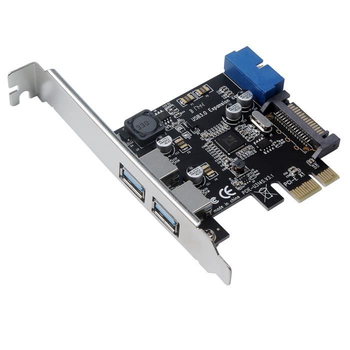 Carte d'extension PCI-E vers USB3.0 Adaptateur adaptateur de carte PCI Express Carte d'interface d'extension avant Module d'alimen