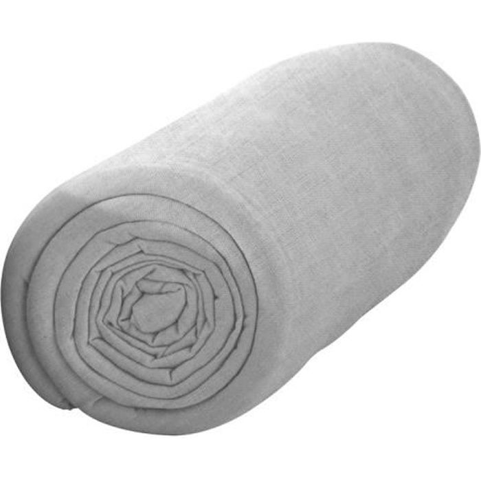 TODAY Drap housse 100% coton - 90 x190 cm - Zinc TODAY