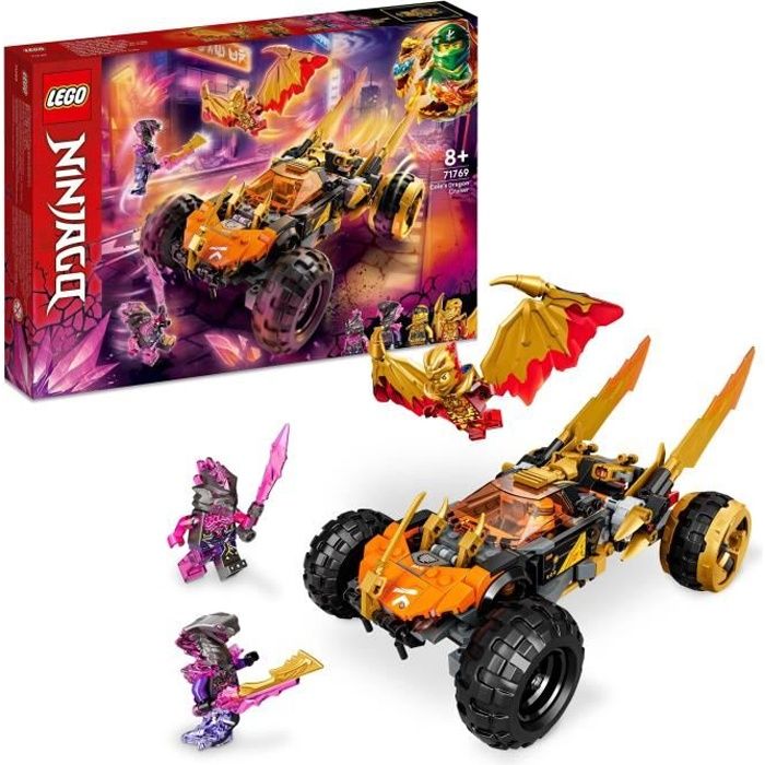 LEGO® NINJAGO 71769 Le Bolide Dragon de Cole, Jouet de Voiture et Figurines pour Enfants