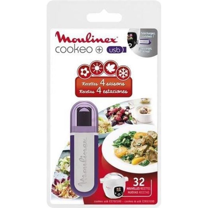 MOULINEX XA600011 Clé USB « Recettes méditerranée » pour multicuiseur Cookeo USB CE702100 et CE853100, 25 recettes supplémentaires