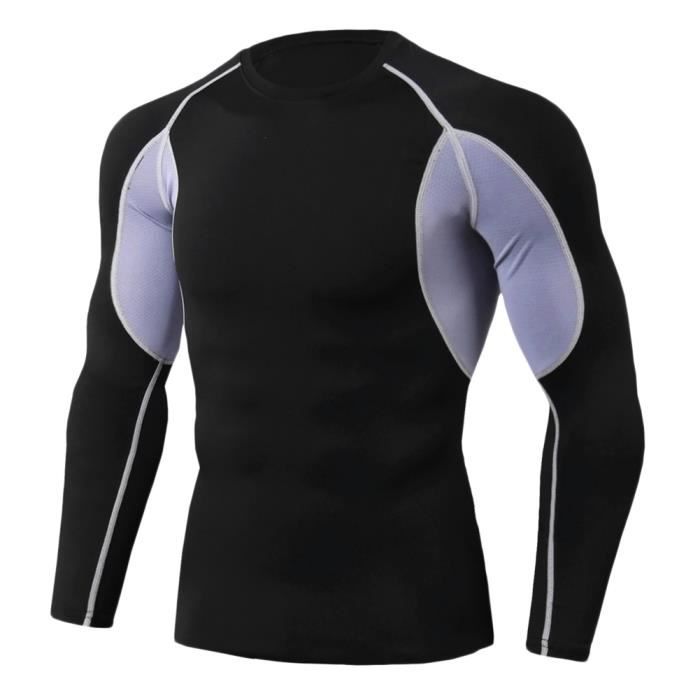 Tee Shirt De Sport Pour Homme Manches Longues Haut De Compression Base Layer Séchage Rapide TC84 S