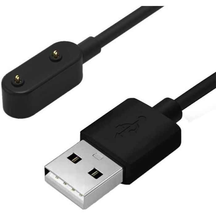 OCIODUAL Cable Chargeur de Montre USB Compatible avec Huawei Band 7-6 Watch Fit Honor Band 6 Magnétique 2 Broches 80 cm Noir