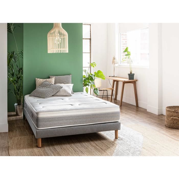SOMDREAM Ensemble DREAMCOMFORT matelas + sommier 160x200 - 1026 ressorts ensachés - 7 zones - Très Ferme - 27 cm - 100% Français