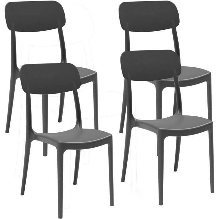 Lot de 4 chaises de jardin CALIPSO ARETA - 53 x 46 x H 88 cm - Noir