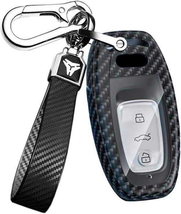 Coque TPU Souple Pour Clé Audi - Modèle A3 A4 Q5 Etc. - Protection Noire Avec Corde