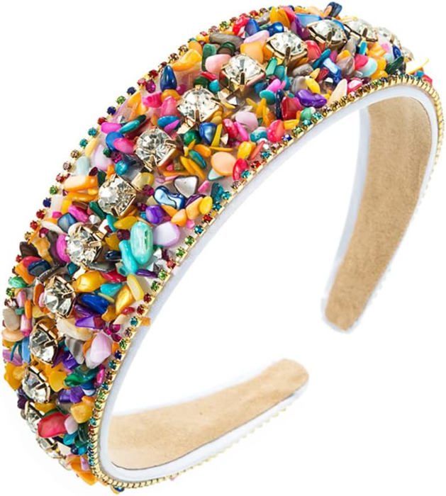 Serre-tête Baroque Strass LEEMASING - Accessoire Cheveux Glamour Pour Mariage, Fête, Soirée, Cadeau Femme (doré)