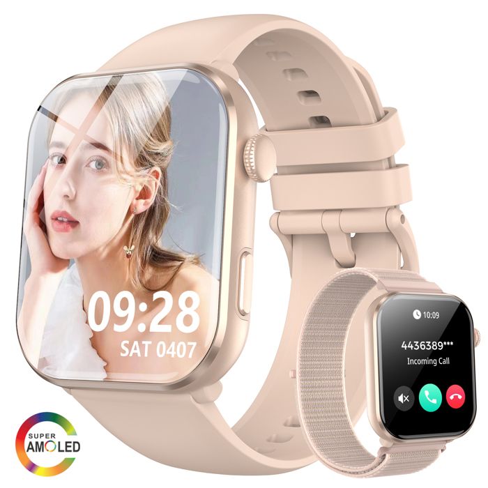 Montre Connectée Femme avec Appel Bluetooth (2 Bracelets)
