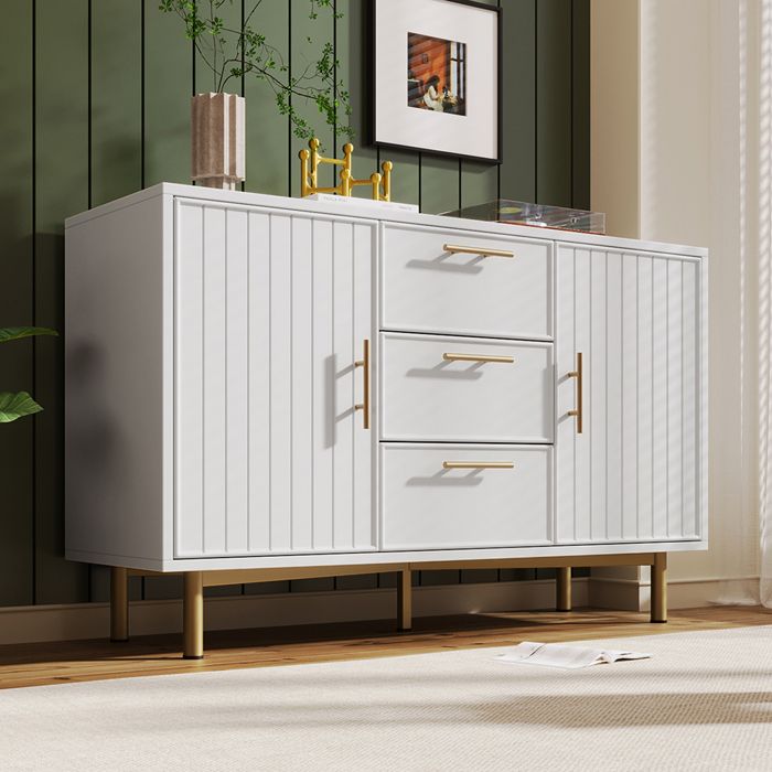 Commode armoire - PUGSDRLY - AB20875354W - Blanc - Pied métal & panneaux de particules - 120x40x75 cm