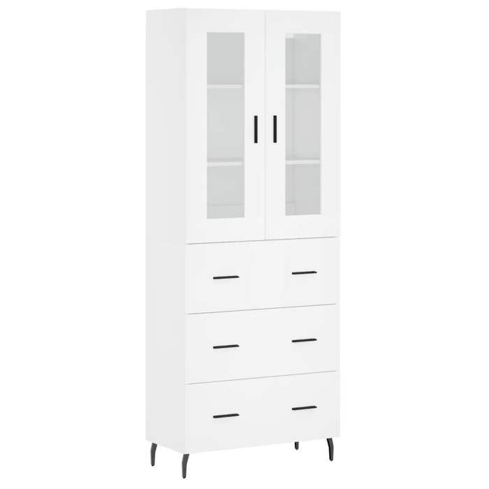 Buffet haut - UU - Grand espace - Blanc - 69 5x34x180 cm - Bois dingénierie C1470