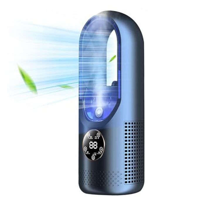 Ventilateur sans Pales Silencieux Affichage LED 6 Vitesses 8H Minuterie Refroidisseur dair avec réservoir deau de 100 ml - Prumya