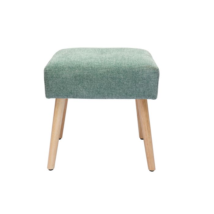 Miliboo - Tabouret bas en tissu effet velours texturé vert céladon et bois clair massif H46 cm GUESTA Miliboo - Tabouret bas en tissu effet velours texturé vert céladon et bois clair massif H46 cm GUESTA