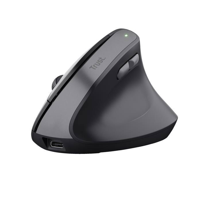 Trust Yuno Souris Ergonomique sans Fil Souris Verticale Rechargeable Récepteur USB 800-2400 DPI 70% Plastique Recyclé Noir